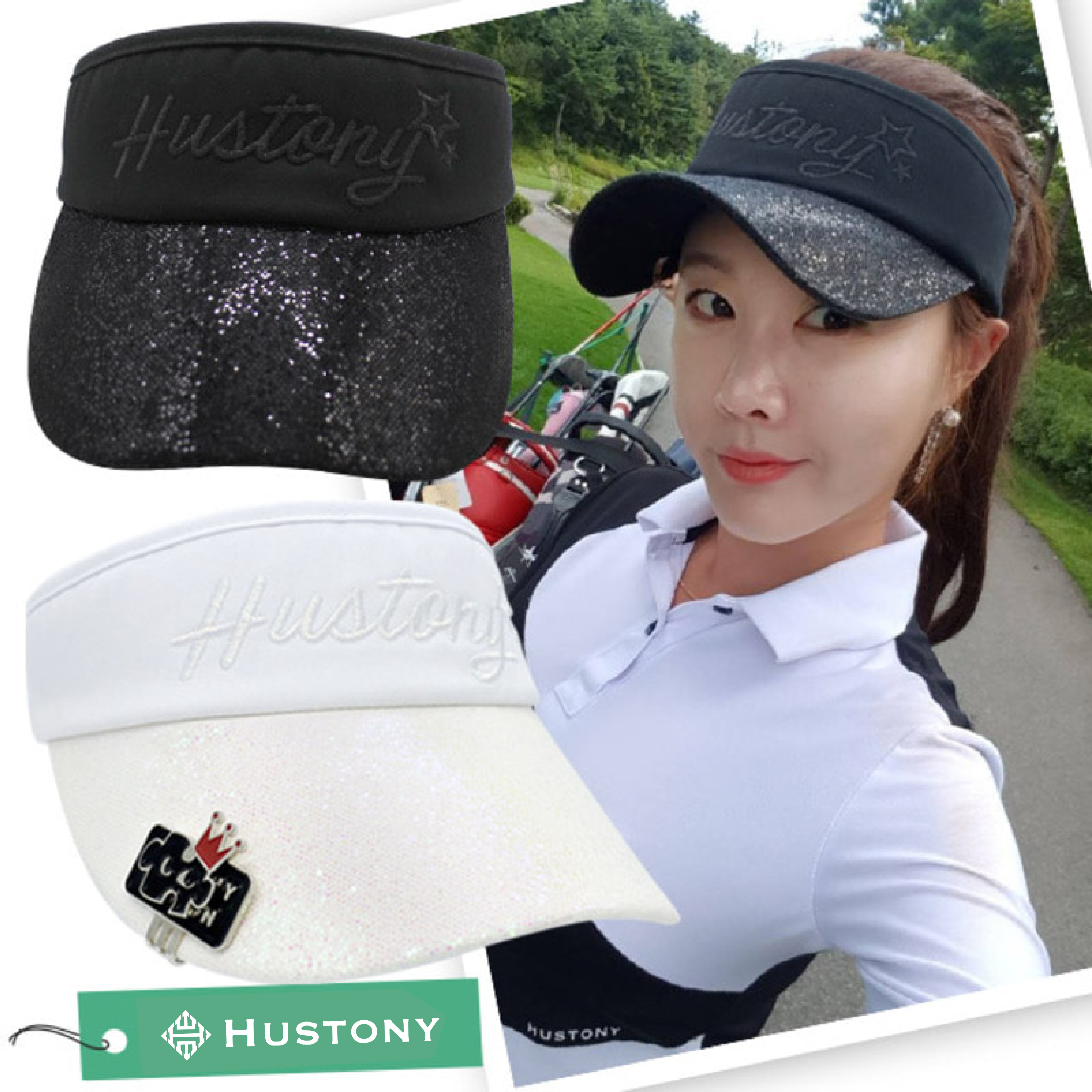 (CHÍNH HÃNG) Mũ Lưỡi Trai Lấp Lánh Hustony Golf Nửa Đầu Dành Cho Nữ - Tặng kèm Mark Bóng và Phối Đồ Siêu Đẹp Siêu Dễ